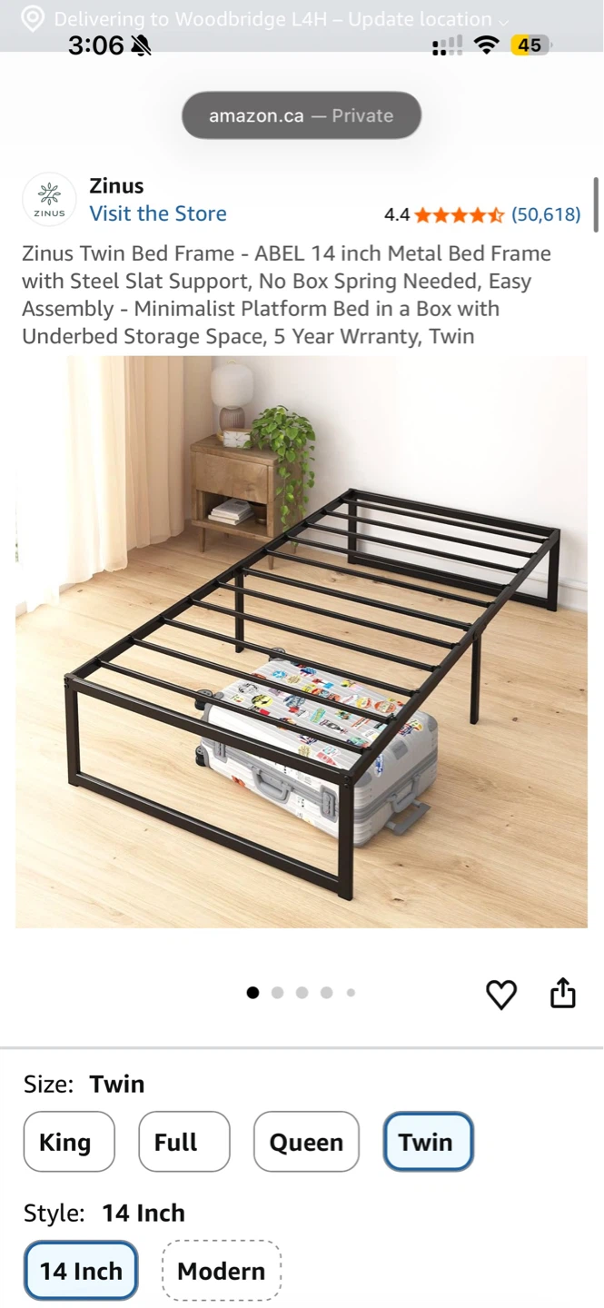 Zinus Twin 14 Inch Metal Bed Frame - photo 2