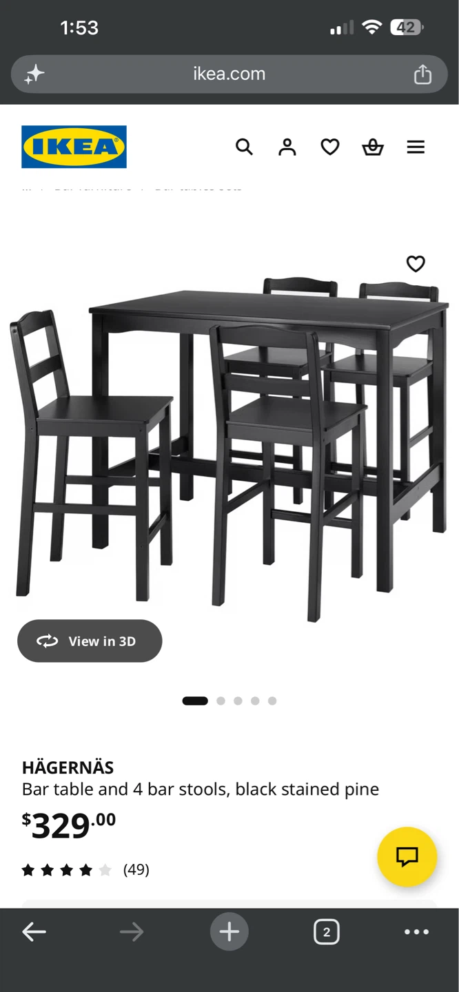 IKEA HÄGERNÄS Bar Table and 4 Stools - photo 3