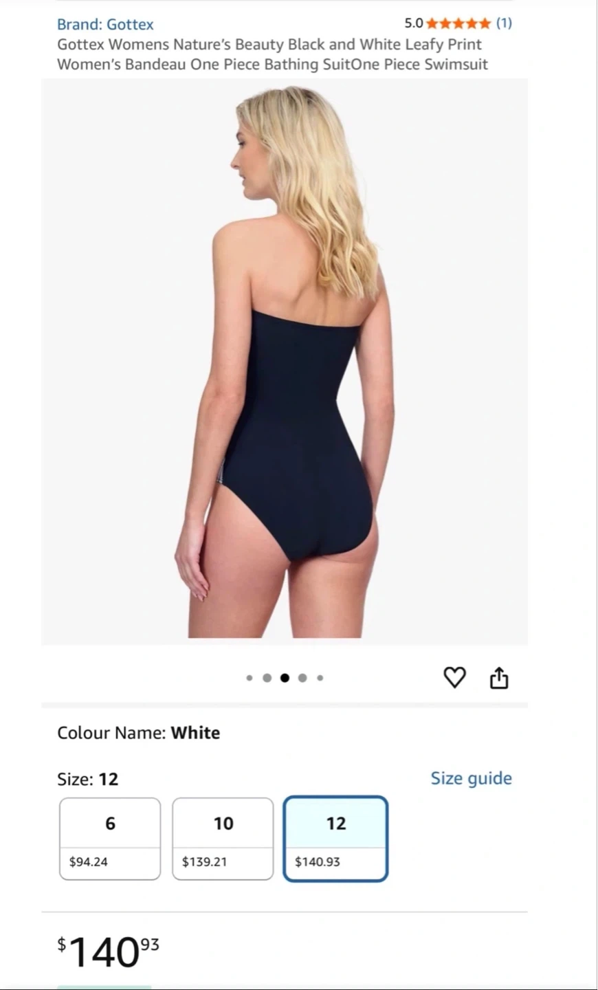 Gottex Women's Black and White Leafy Print One Piece Swimsuit - photo 4