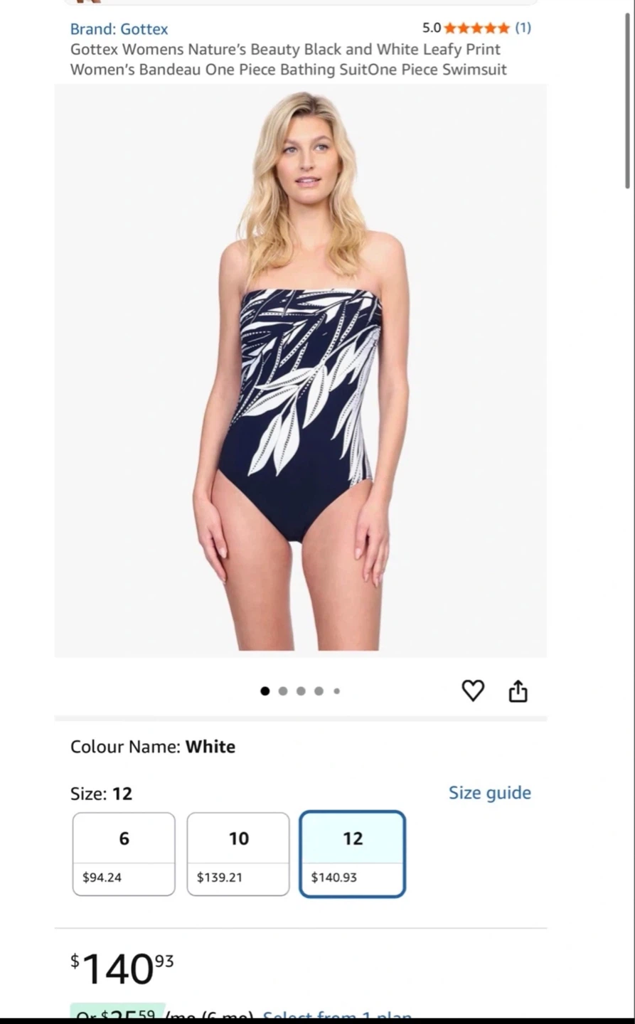 Gottex Women's Black and White Leafy Print One Piece Swimsuit - photo 3