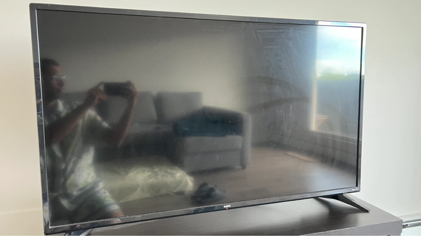 Roku TV with IKEA stand / table