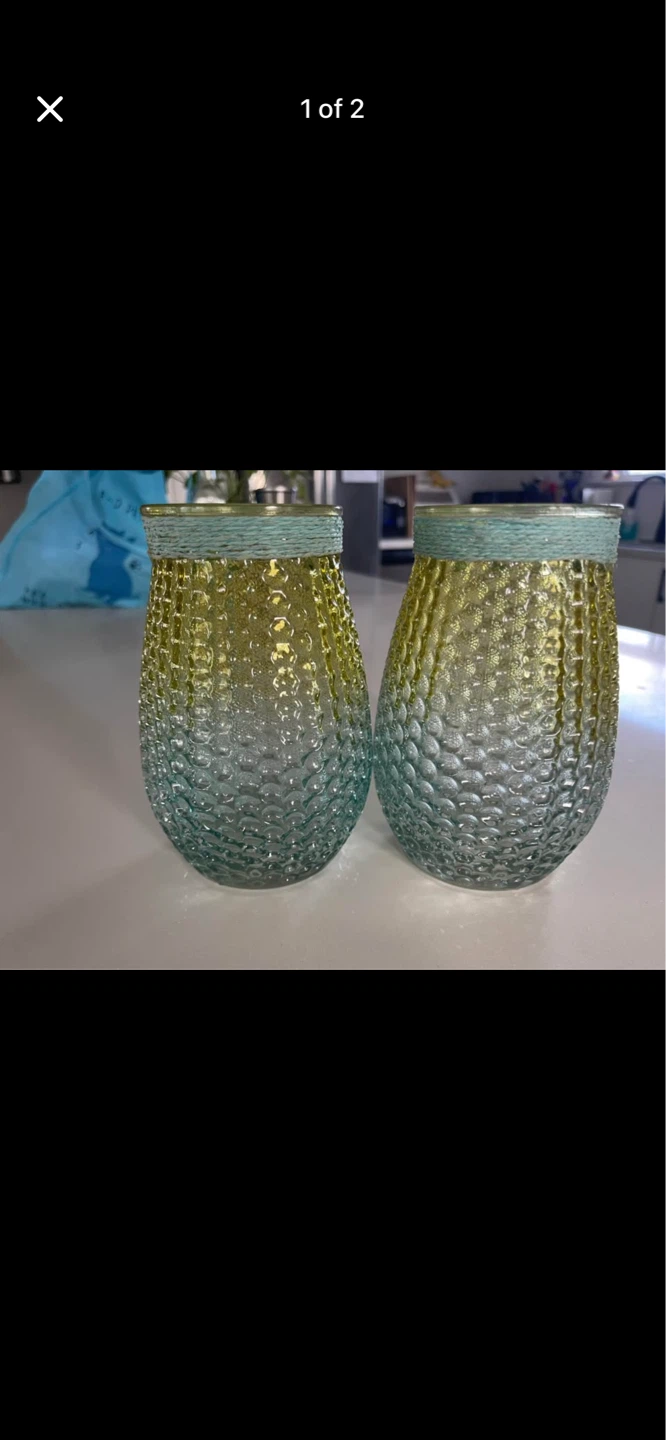 Set of 2 Textured Glass Vases