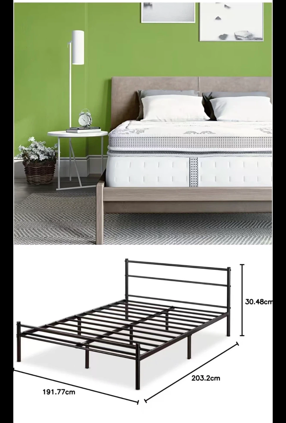 King Size Cool Gel Memory Foam Mattress + Metal Bed Frame Set - photo 3
