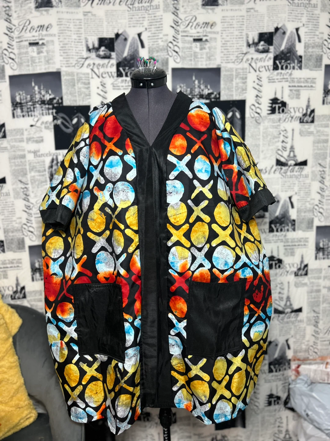 Kimono bubu short dress with Pockets