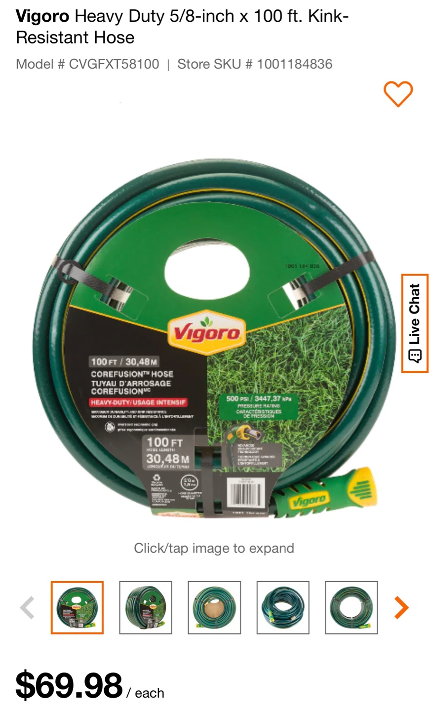 Vigoro Heavy Duty 5/8-inch x 100 ft. Kink-Resistant Hose