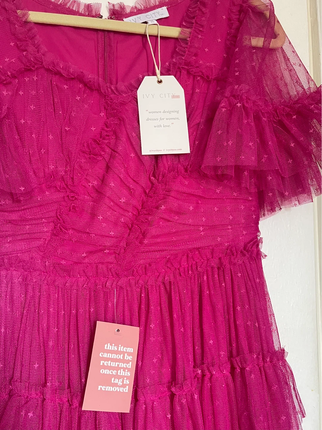 Ivy City Pink Tulle Ruffle Dress Size Medium - photo 2