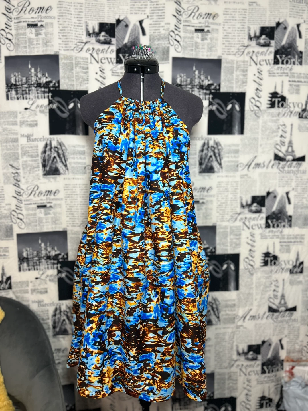 Boho Halter Neck Short Dress