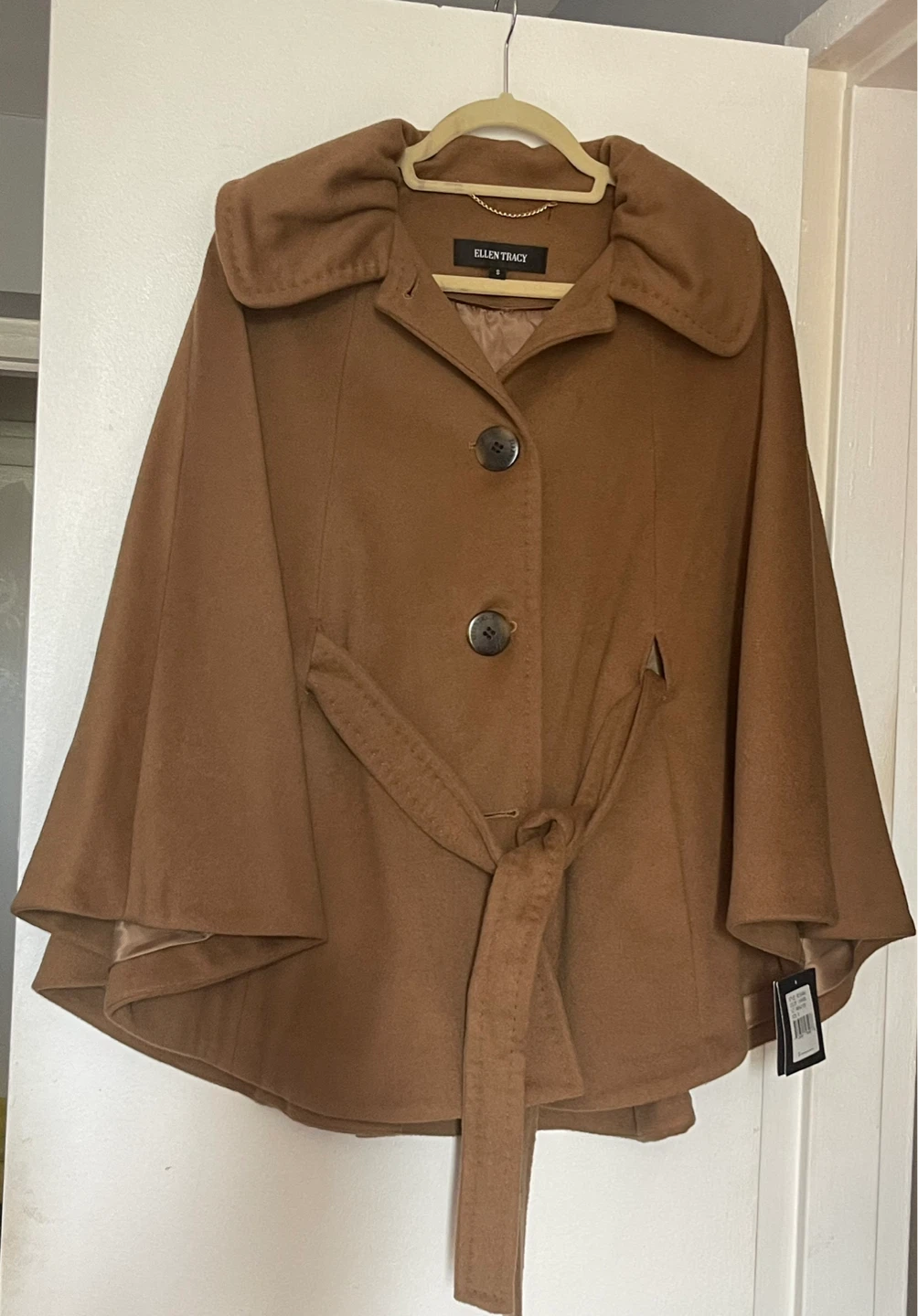 Ellen Tracy Women's Caramel Cape Coat Size S