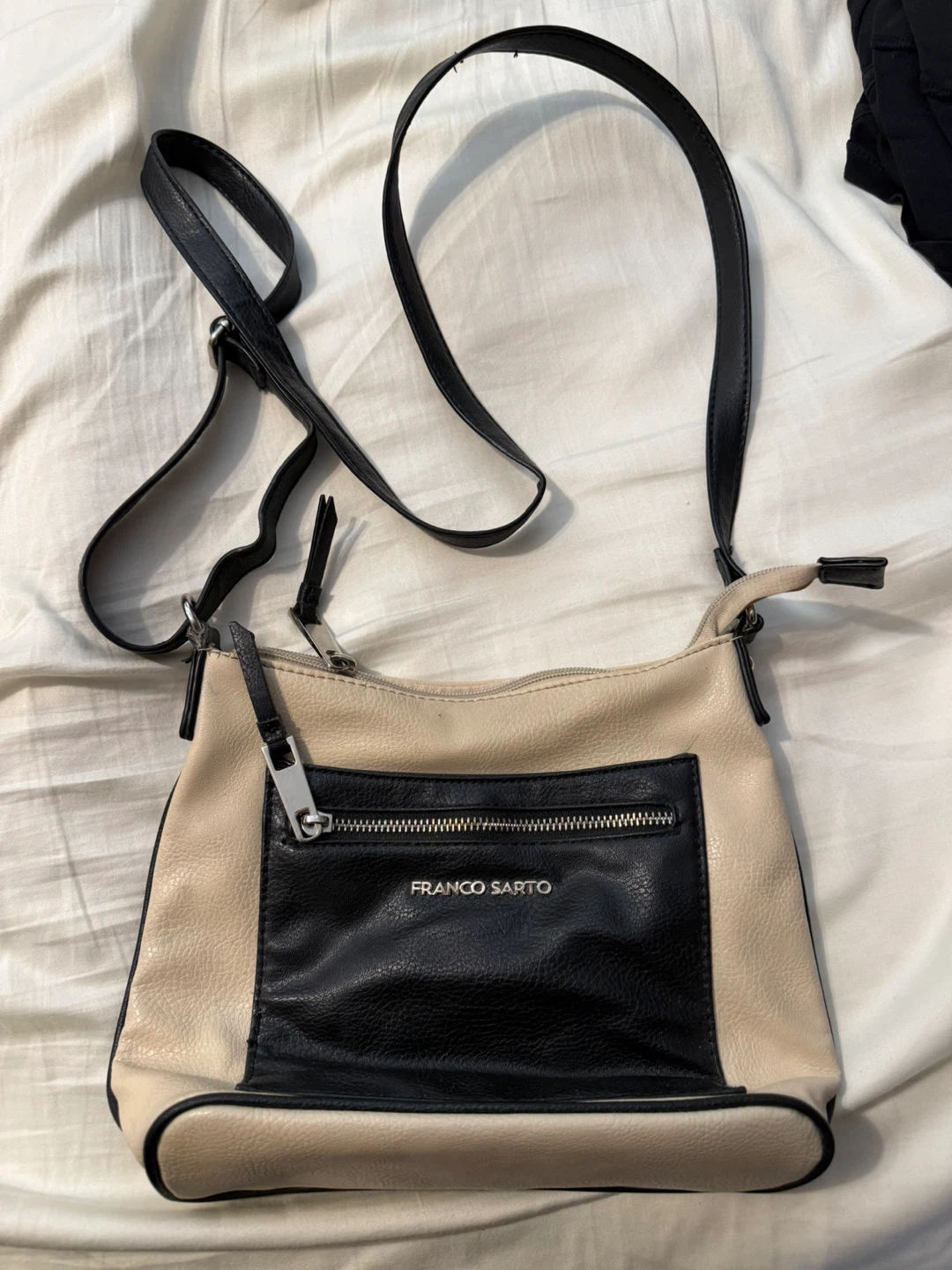 Franco Sarto Tan and Black Crossbody Purse