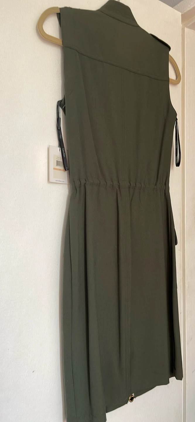 Calvin Klein Olive Green Sleeveless Utility Dress Size 2 - photo 4