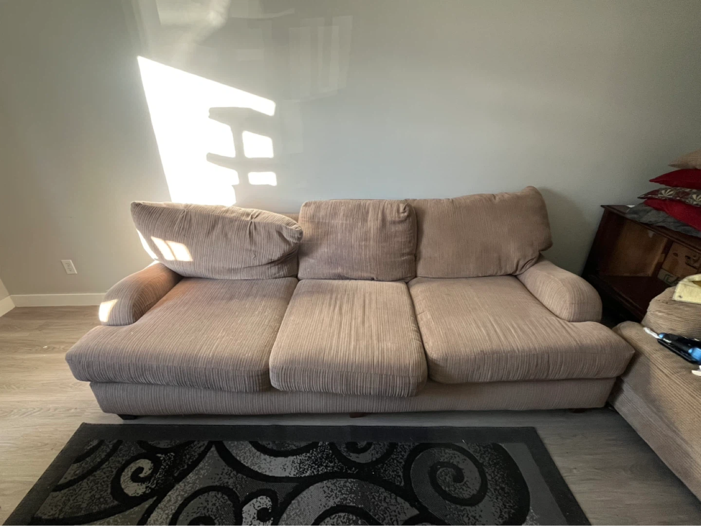 Comfortable Sofa - Beige Corduroy
