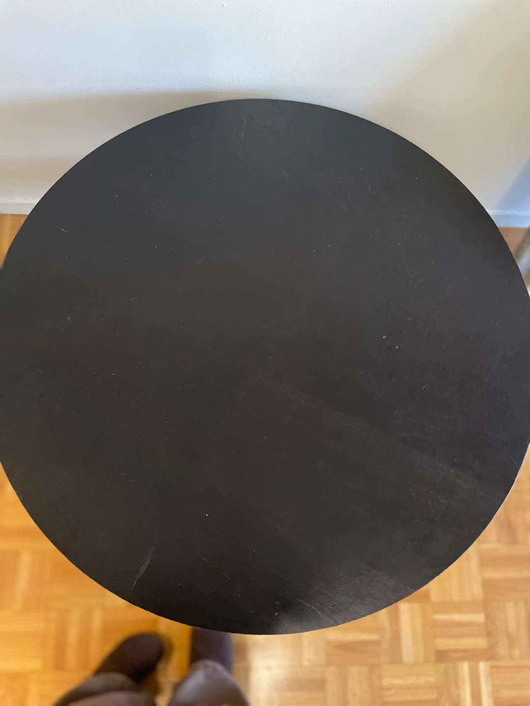 Black Round Coffee Table with Shelf