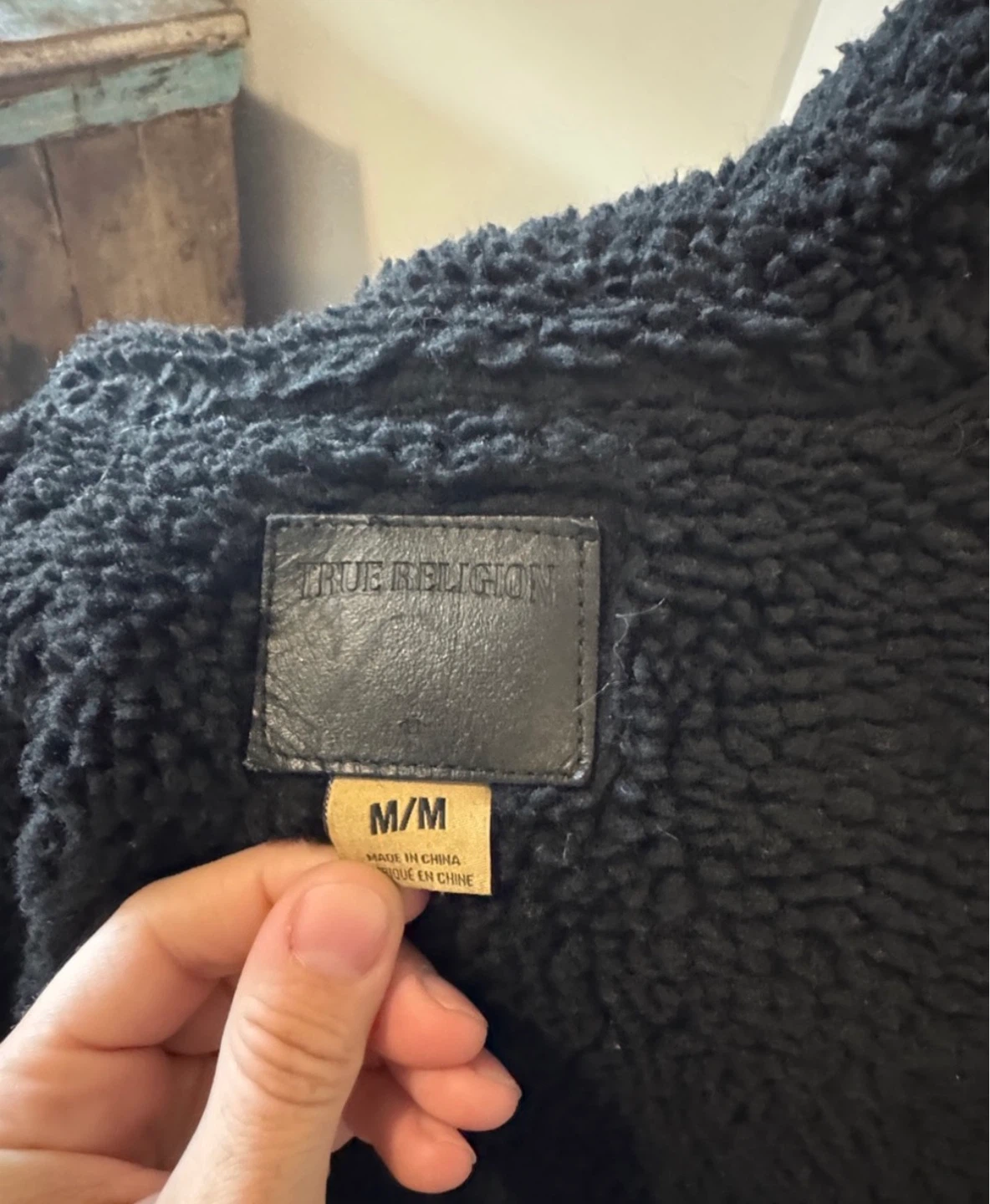 True religion faux shearling denim jacket - women’s medium - photo 5