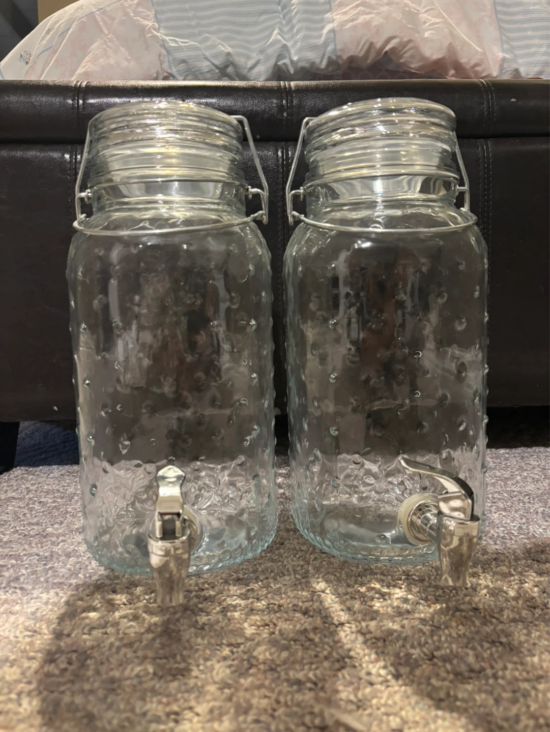 Set of 2 Glass Beverage Dispensers with Lids