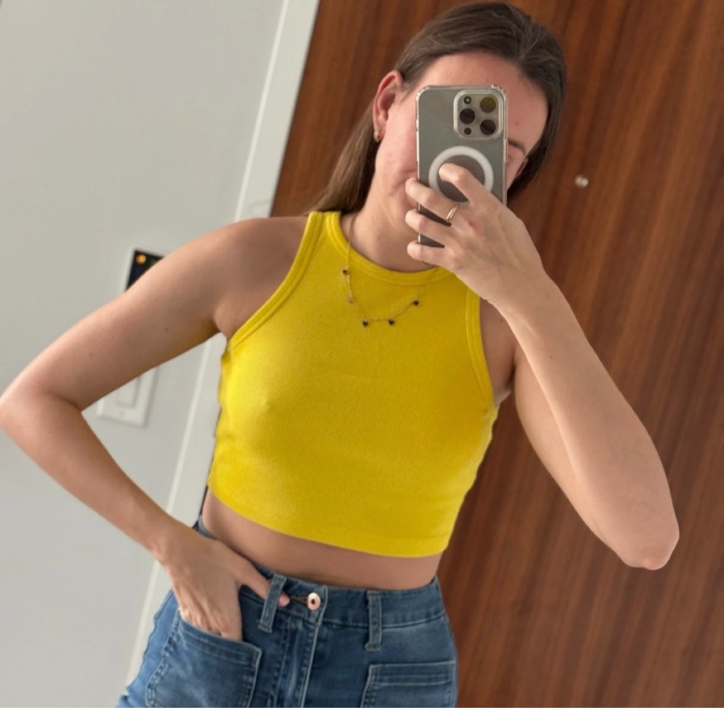 Yellow Ribbed Crop Tank Top Zara