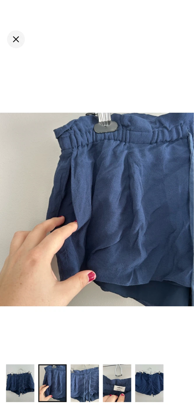 Wilfred Navy Blue Linen Blend Shorts - Size L - photo 2