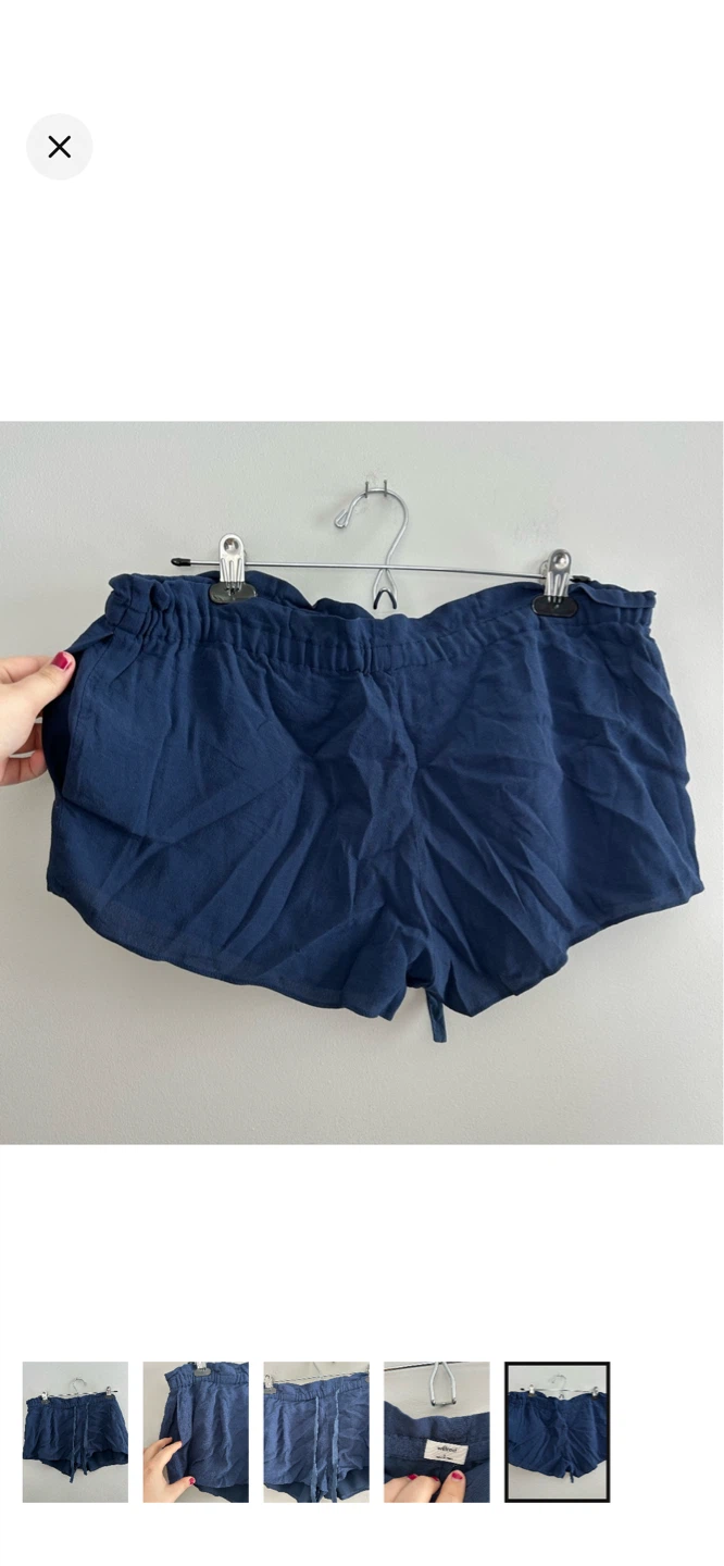 Wilfred Navy Blue Linen Blend Shorts - Size L - photo 5