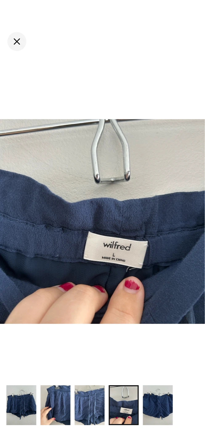 Wilfred Navy Blue Linen Blend Shorts - Size L - photo 4