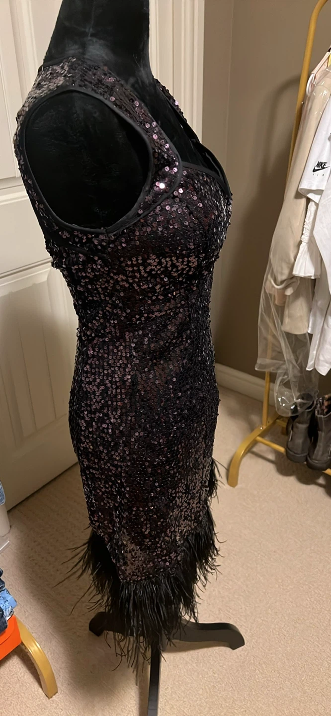Guess Black Sequin Feather Dress Size 2 - photo 2