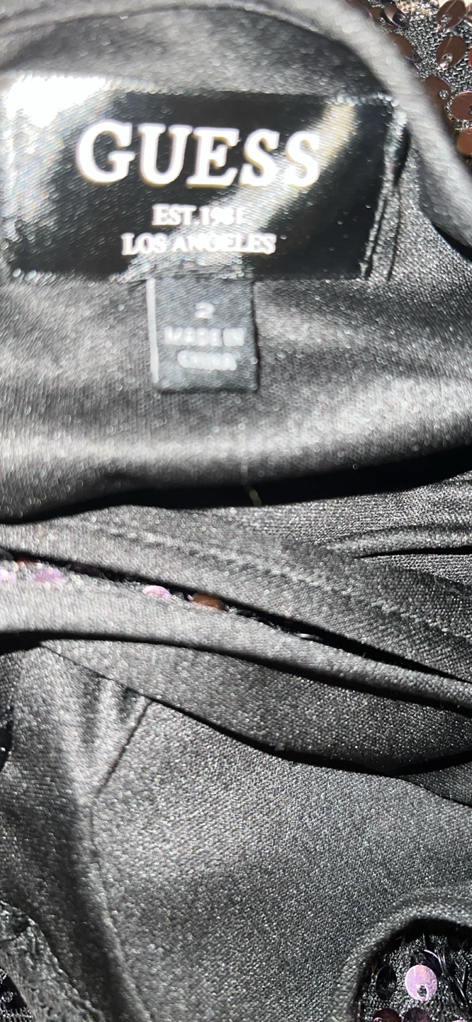 Guess Black Sequin Feather Dress Size 2 - photo 4