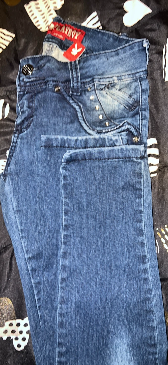 Playboy Women's Embellished Y2K  Blue Jeans - photo 3