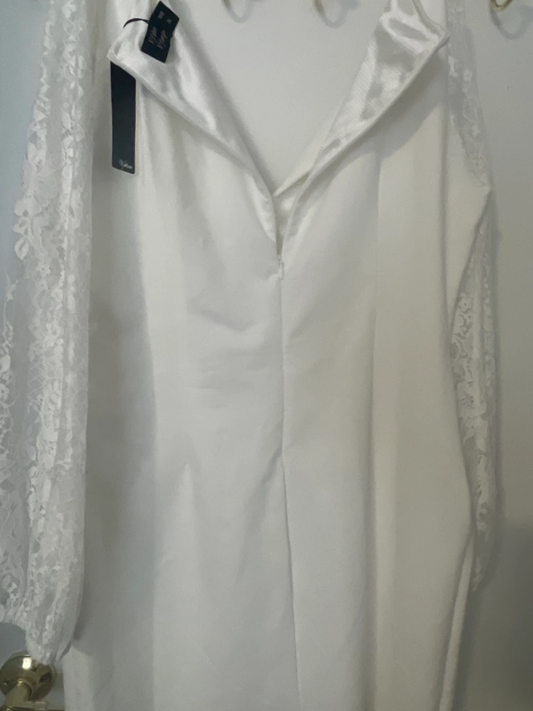 White Lace Sleeve Dress - photo 5