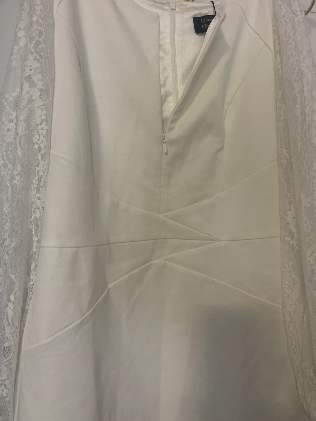 White Lace Sleeve Dress - photo 4