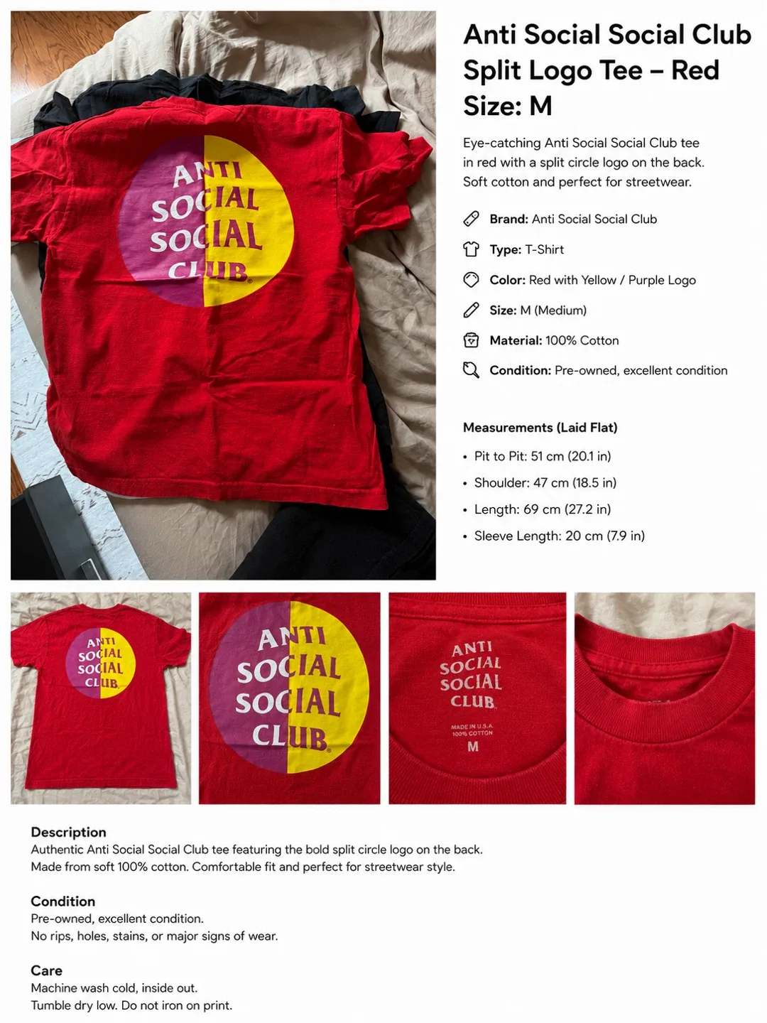 Anti Social Social Club Split Logo T-Shirt - Red