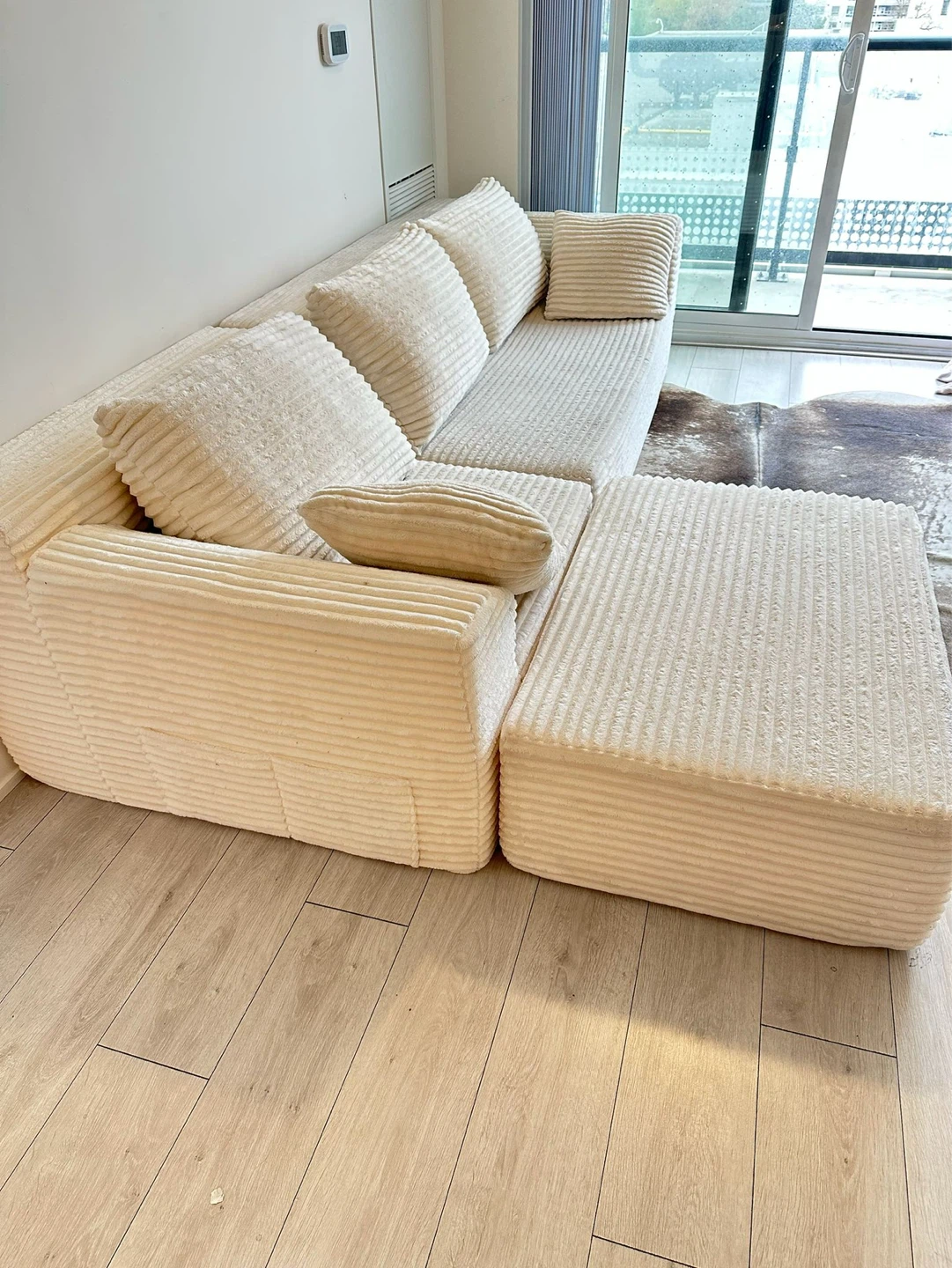 Modular Corduroy Sofa with Ottoman