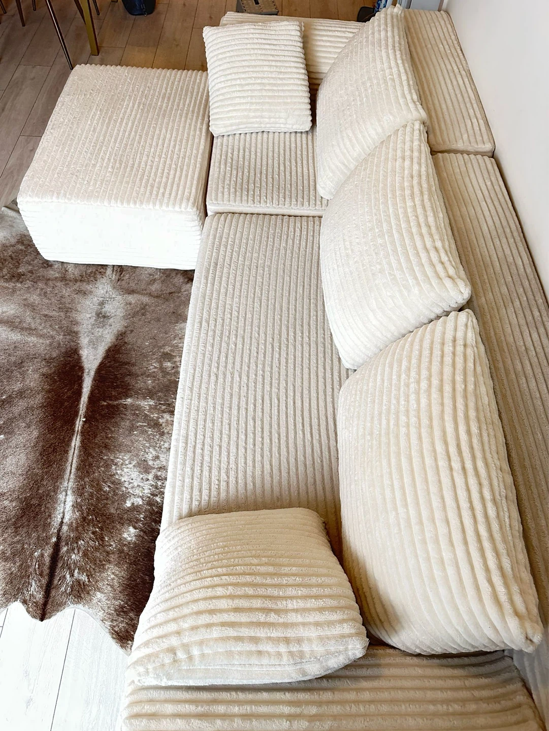 Modular Corduroy Sofa with Ottoman - photo 3