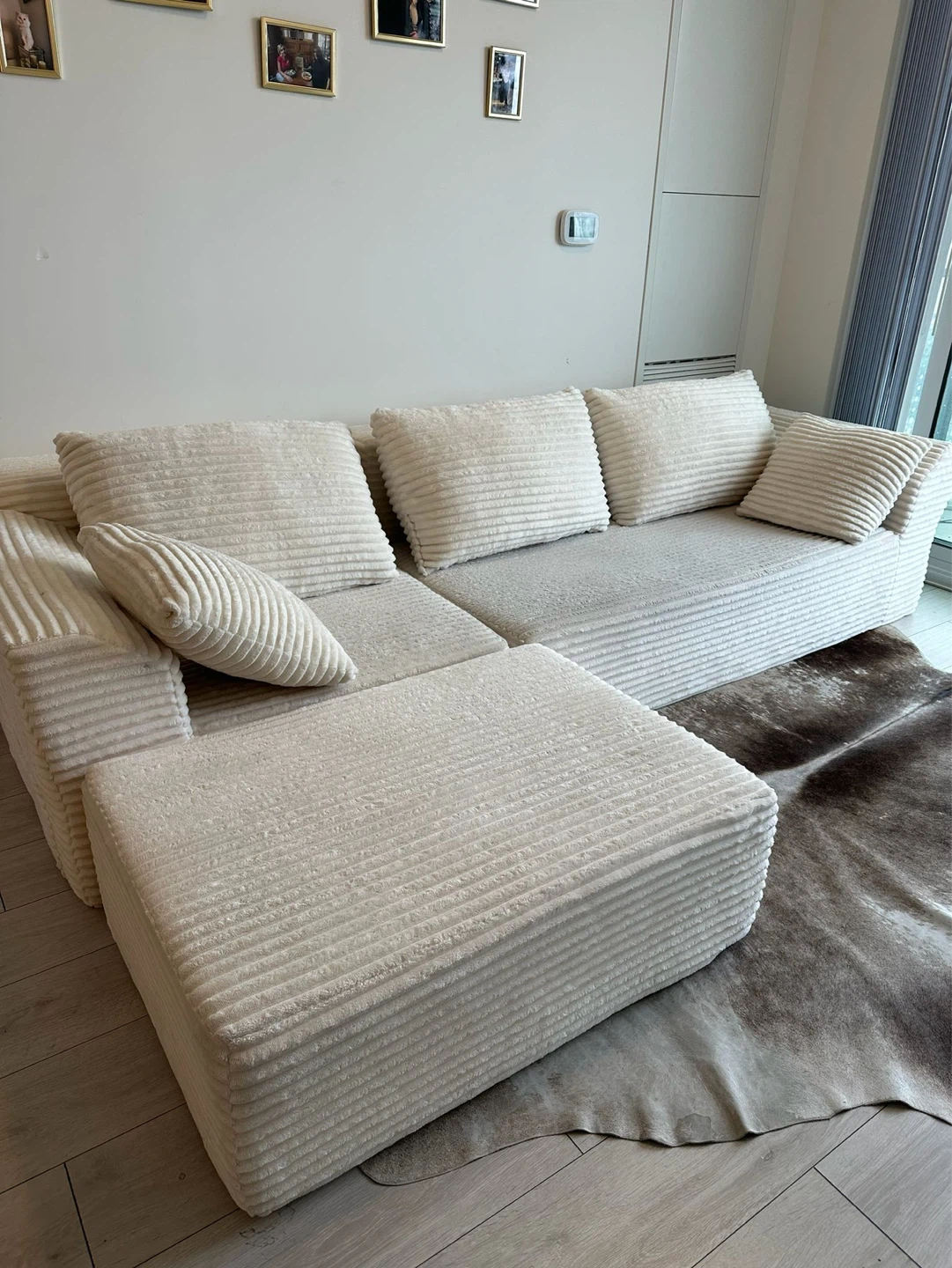 Modular Corduroy Sofa with Ottoman - photo 2