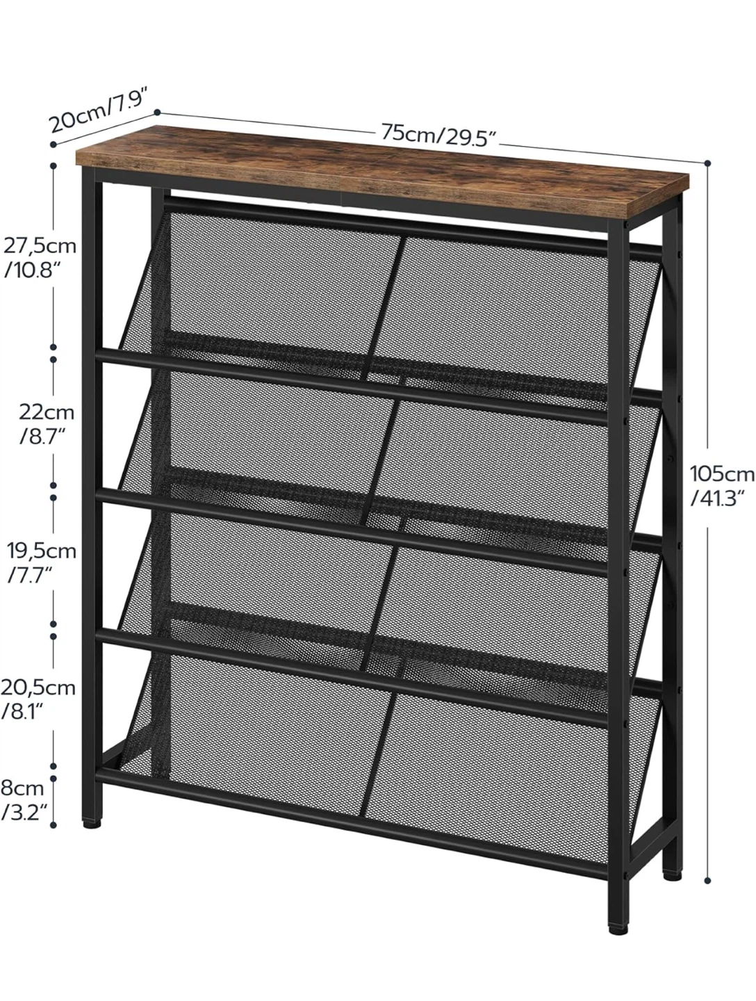 Industrial Style 4-Tier Shoe Rack with Top Shelf - photo 3