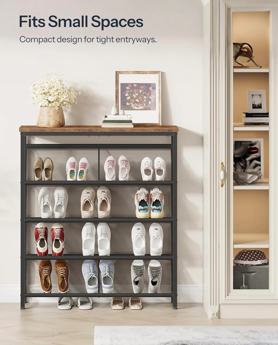 Industrial Style 4-Tier Shoe Rack with Top Shelf - photo 4