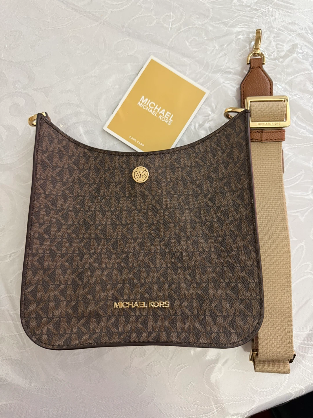 Michael Kors Brown Signature Logo Shoulder Bag