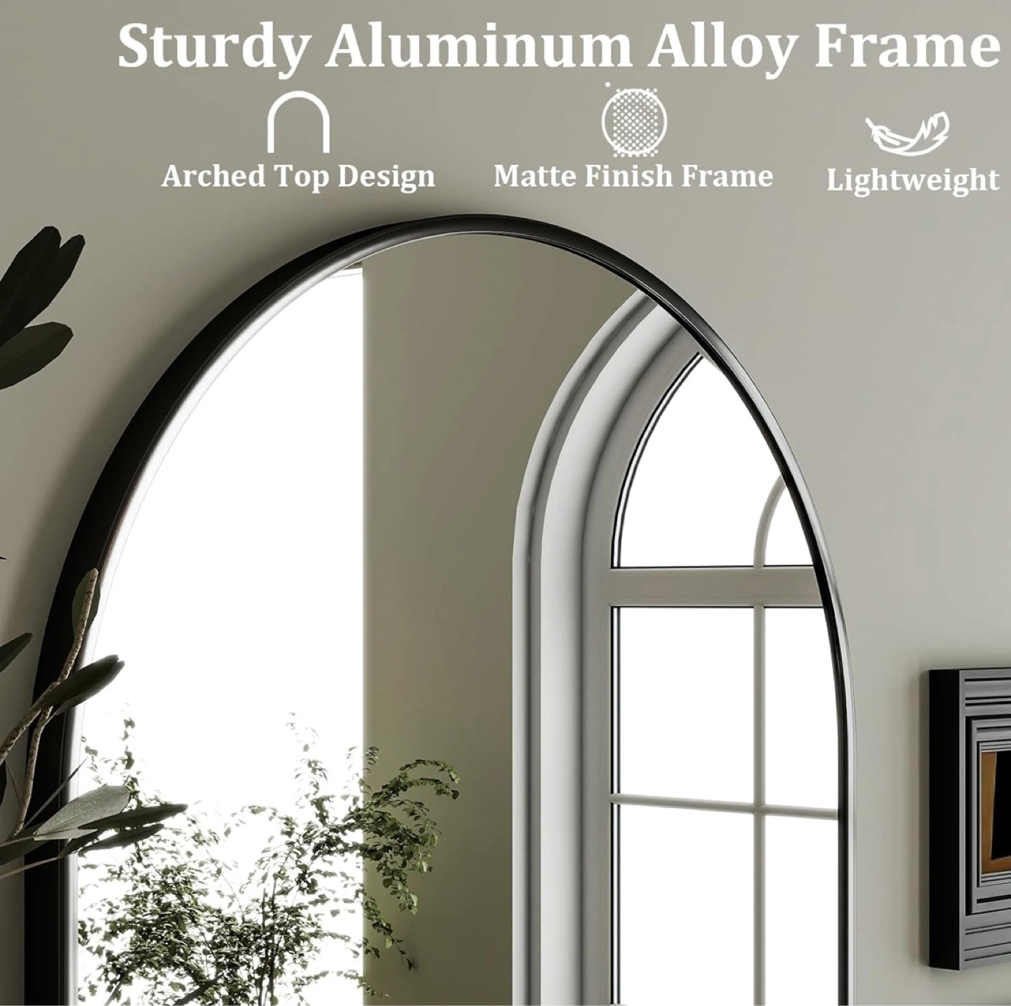 Arched Half Mirror with Sturdy Aluminum Alloy Frame - photo 3