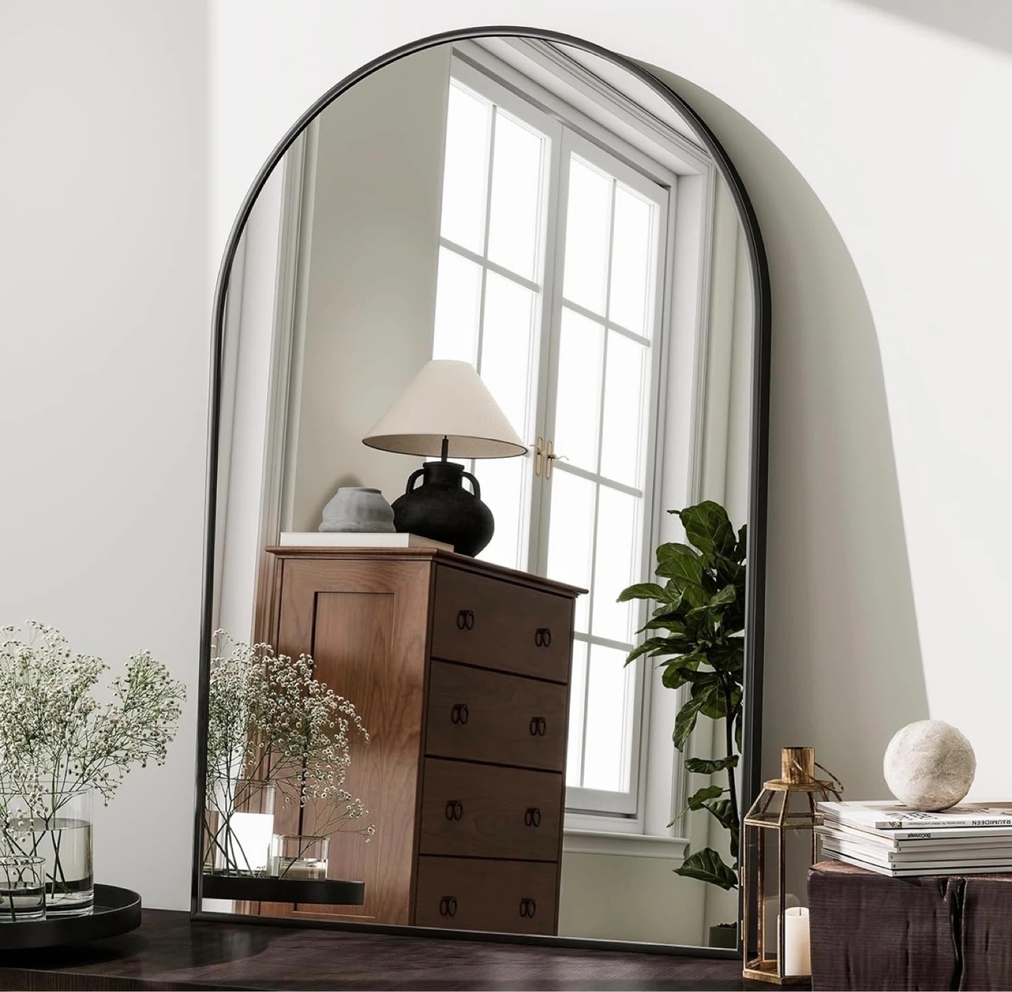 Arched Half Mirror with Sturdy Aluminum Alloy Frame - photo 2