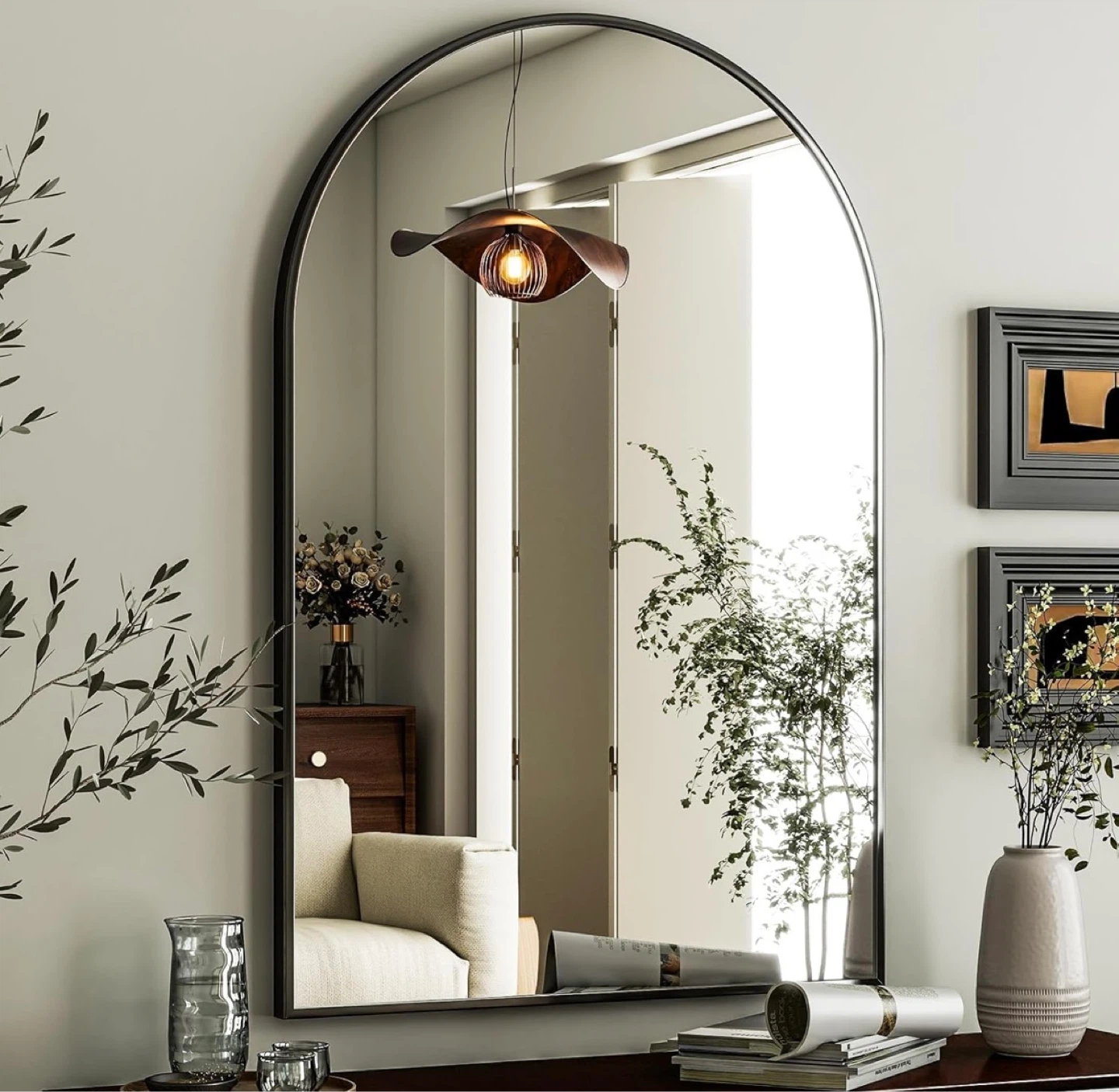 Arched Half Mirror with Sturdy Aluminum Alloy Frame
