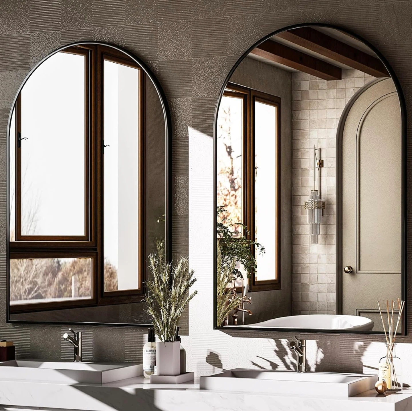 Arched Half Mirror with Sturdy Aluminum Alloy Frame - photo 4