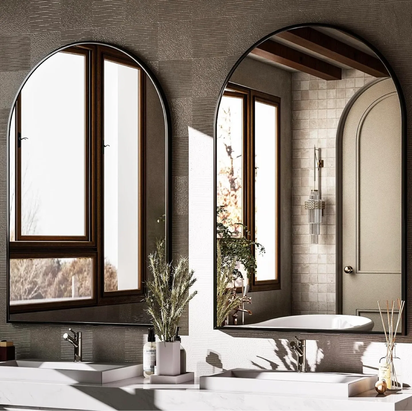 Arched Half Mirror with Sturdy Aluminum Alloy Frame - photo 4