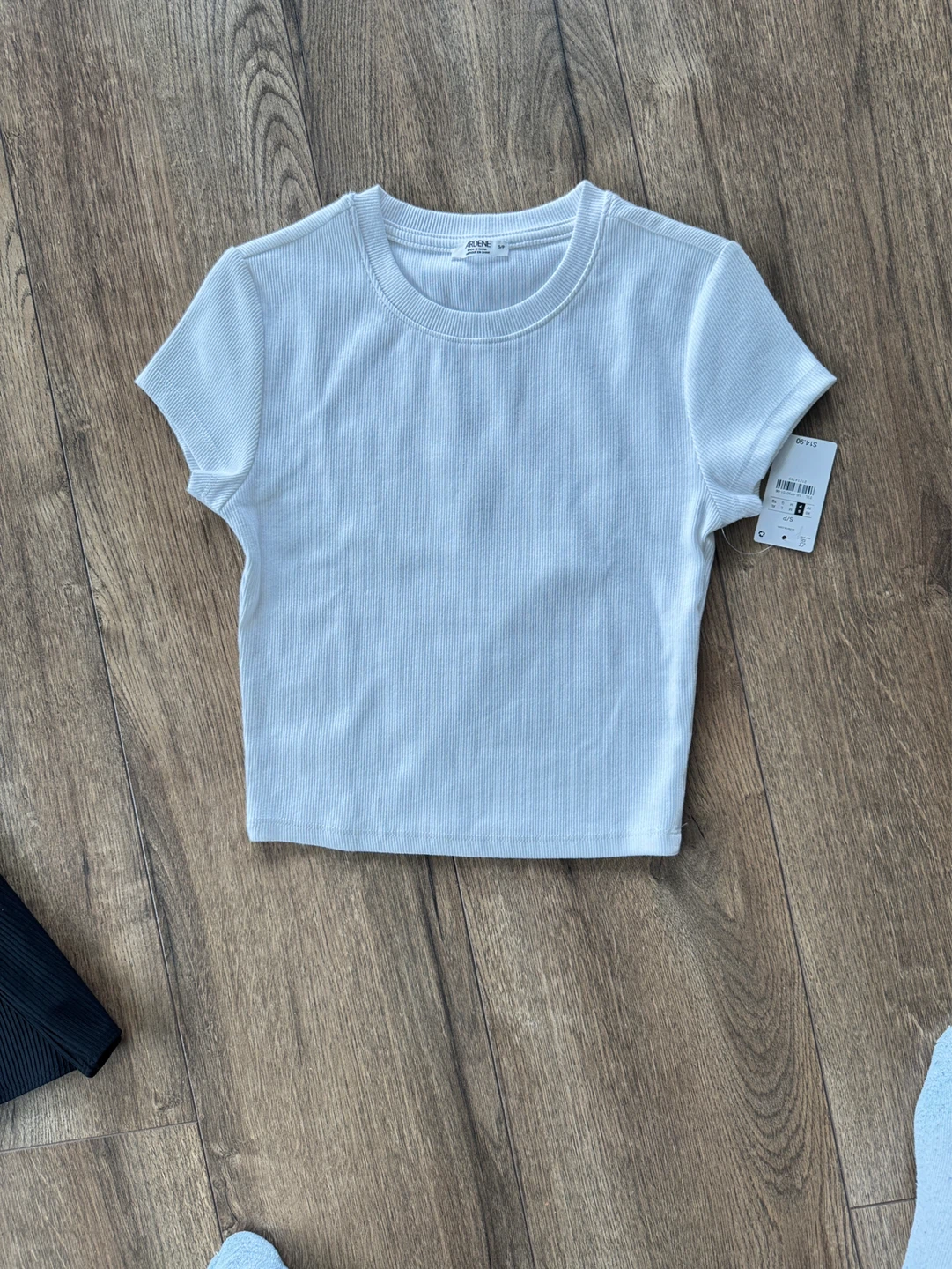 Athletic Works Ribbed Cropped T-Shirts (White & Black) - Size XL - photo 3