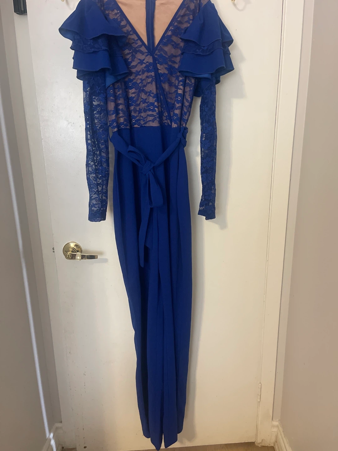 Royal Blue Lace Ruffle Jumpsuit