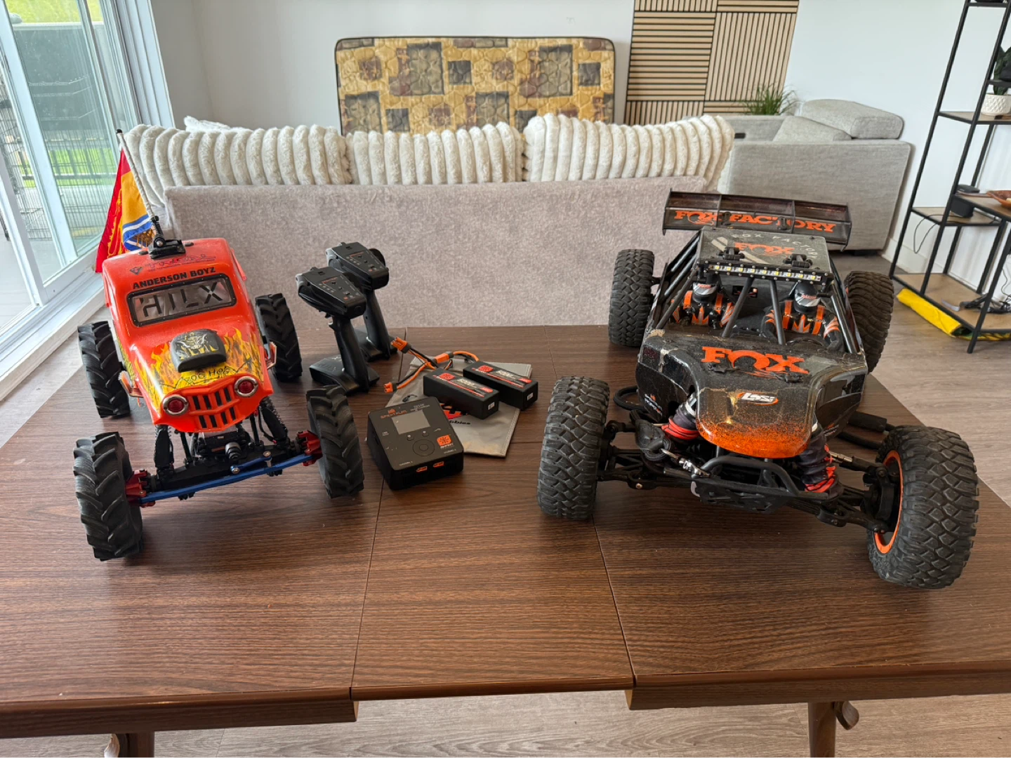 RC Monster Trucks with Remote Controls, Batteries, and Charger