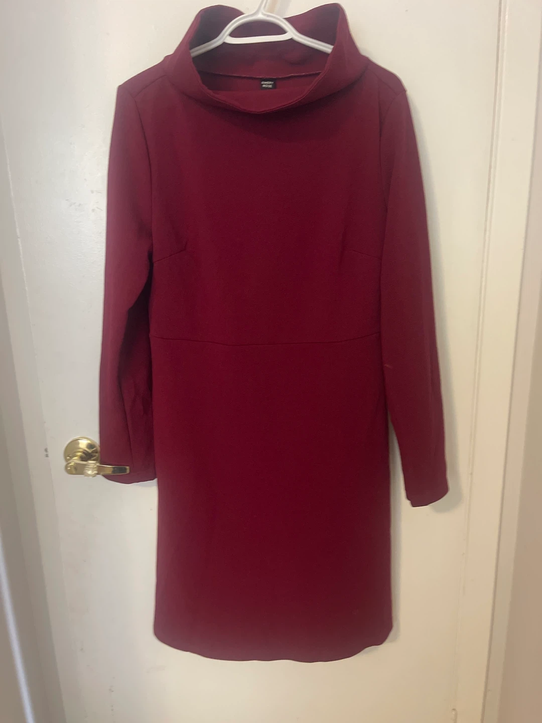 SHEIN Burgundy Long Sleeve Mock Neck Dress