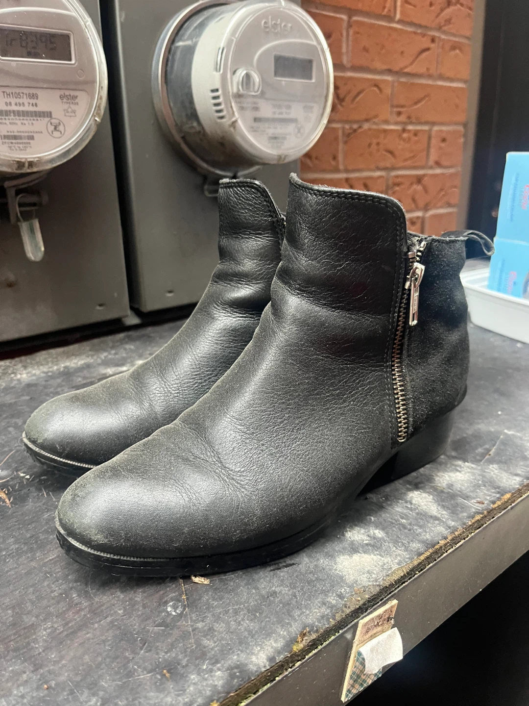 Cougar Black Leather & Suede Ankle Boots