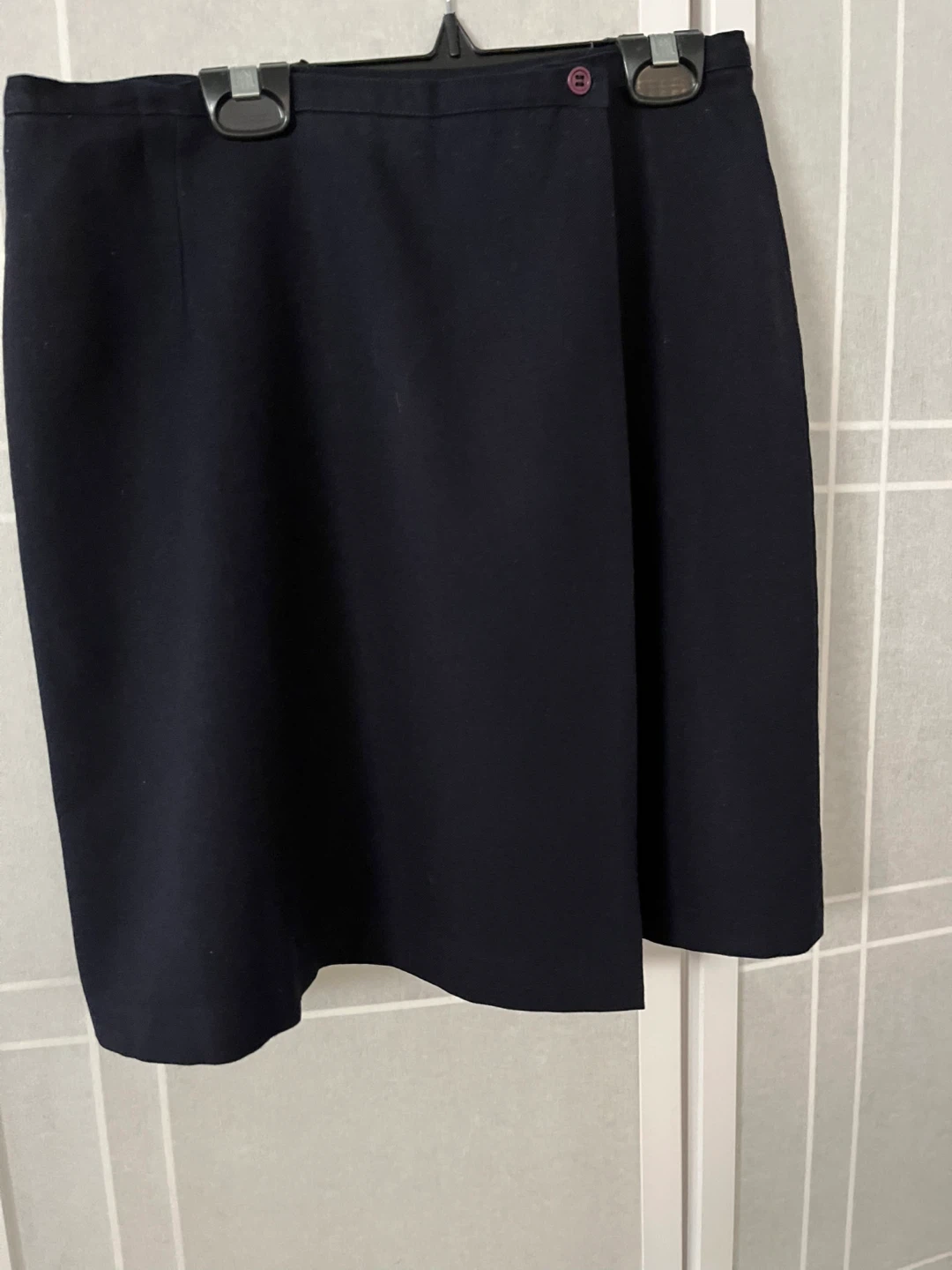 BEDO Navy Wool Blend Wrap Skirt