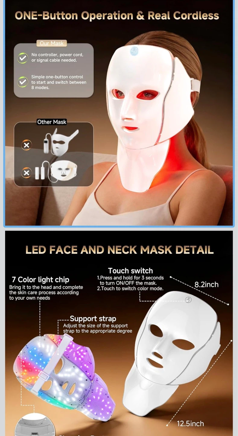 7-Color LED Face and Neck Beauty Mask