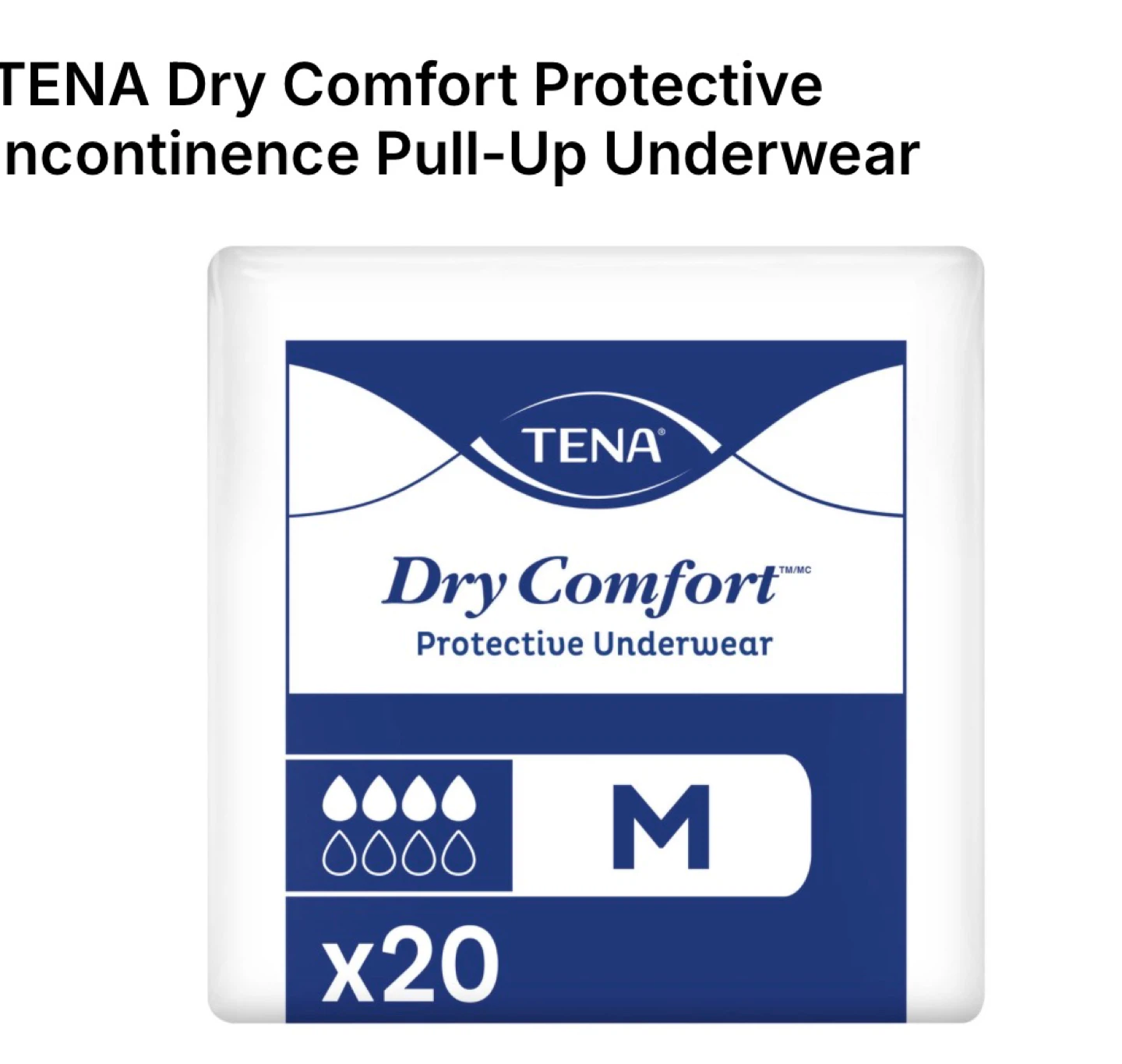 TENA Dry Comfort Protective Underwear - Size Medium (20 Pack)