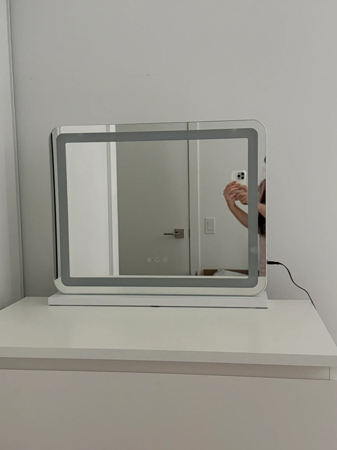 Large LED Vanity Mirror w/ Touch Controls & Magnifying Mirror - photo 5