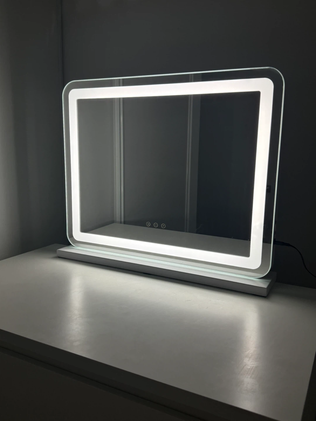 Large LED Vanity Mirror w/ Touch Controls & Magnifying Mirror - photo 2
