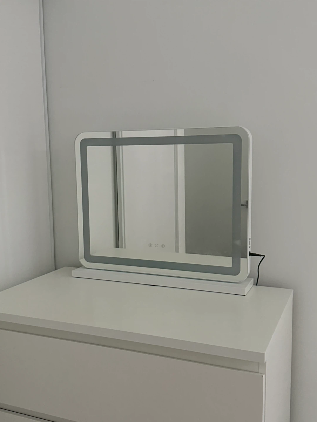 Large LED Vanity Mirror w/ Touch Controls & Magnifying Mirror